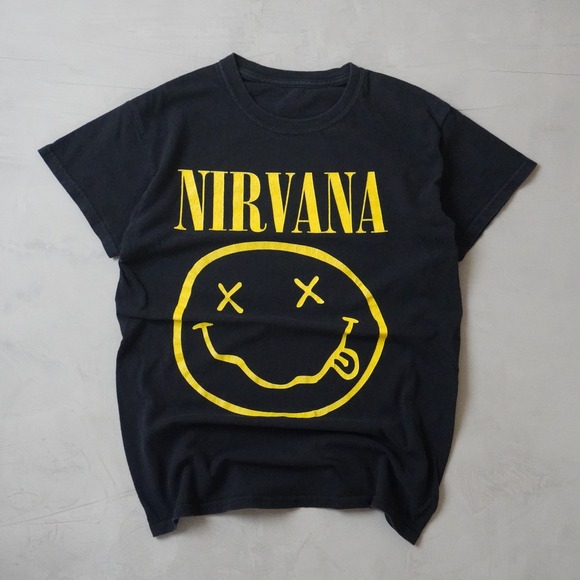 NIRVANA Other - Nirvana Smiley Face Graphic T-Shirt Mens Small Black Yellow Band Tee